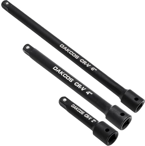DAKCOS 3-delade kraft förlängare 1/4 för hylsor, CR-V, svartfosfaterad yta
