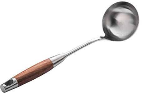 Ciieeo Colador de Acero Inoxidable Mango Resistente para Uso Doméstico y Restaurantes Cuchara de Sopa Colador de Sopa