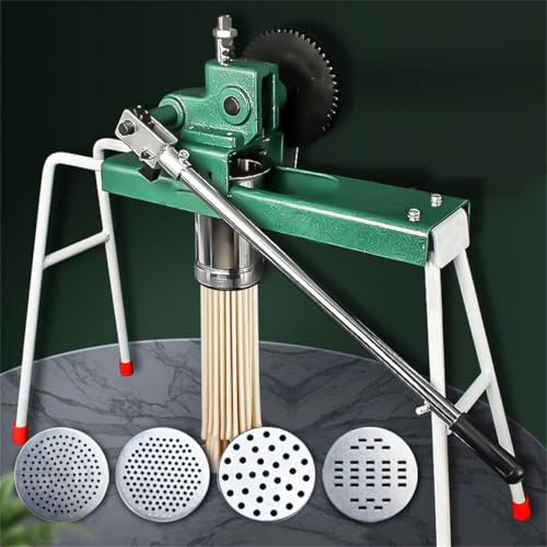 WSNCXFW Máquina Manual para Hacer Fideos, máquina portátil para Hacer Pasta con 4 moldes para Fideos, máquinas manuales para Hacer Pasta, para Espaguetis y fettuccini caseros Profesionales