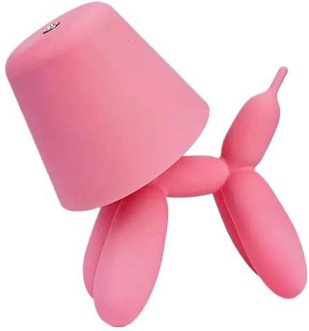 Generico Lampada da tavolo cane carino, lampada cane palloncino lampada da scrivania senza fili Preppy Camera Decor Touch luce notturna per bambini, casa, ufficio, camera da letto (Rosa)