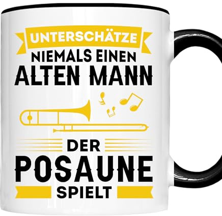 Posaune Tasse | unterschätze niemals einen alten Mann der Posaune spielt | Posaune Geschenk Posaunespieler Tasse Posaune Kaffeebecher lustig