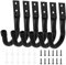 Jiujuda9 Lot de 6 crochets muraux pour garage, charges lourdes, crochets d'échelle, crochets robustes en J pour ranger les outils de rangement, support mural de vélo (noir)