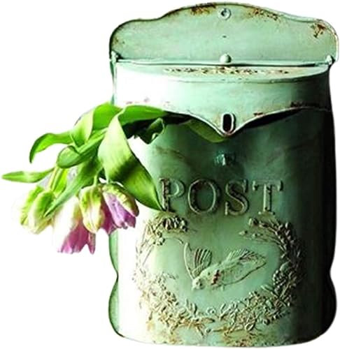 Cassetta delle lettere da parete, stile vintage, in ghisa, con serratura, design classico, colore: verde