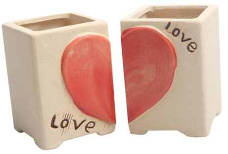 HEMOTON 1 Paio vaso di fiori cactus regalini natale soprammobile casa regalini fine compleanno love fioriera da parete piccolo Desktop FlowerPot piccola fioriera per piante ceramica