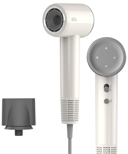 AINA Sèche-cheveux à grande vitesse,Seche cheveux moteur sans brosse, 150.000 tours par minute, léger, ionisant&voyage (1A blanc)