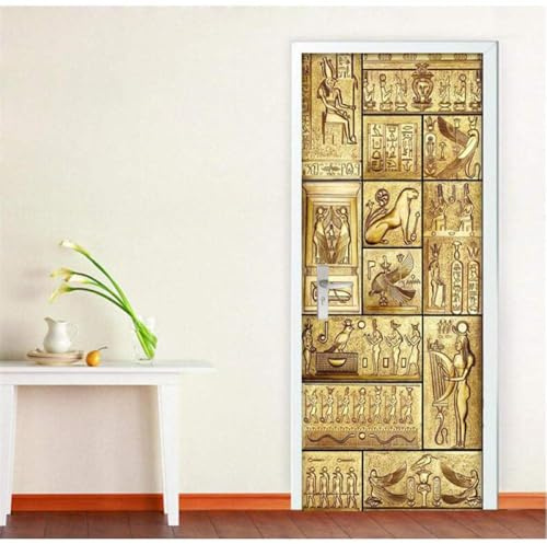 Türtapete Selbstklebend 85 x 200 cm Ägypten Türaufkleber Pharao Türposter PVC Wandaufkleber Wasserdichte 3D Fototapete Türfolie Poster Tapete Türbilder Für Türwand Dekoration F1004