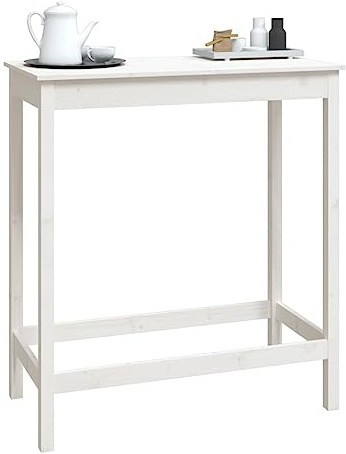 Homvdxl 100x50cm Bartisch 110cm Holz Thekenhöhe Bistro Pub Tische für Zuhause, Büro und Küche Kiefernholz Weiß