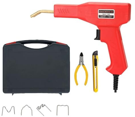Soldadores Kit de reparación de bricolaje para soldador de plástico con luz LED, grapas calientes para parachoques agrietados, tablero de instrumentos Soldador de plástico(Box Kit)