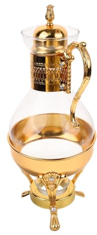 Zerodeko 1 Set Teiera Vetro con Vassoio e Tazze Caffettiera Vintage per Esperienza Mediorientale