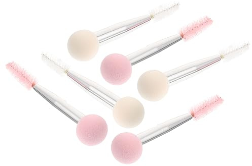 SAFIGLE 6stücke Doppelseitiger Make-up-schwamm mit Augenbrauenbürstchen für Concealer Augenbrauenpomade und Co Kompakt und Leicht für Unterwegs