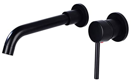 Wall Mounted Basin Black,Swivel spout Wall-Mounted Concealed Sink Faucet,hot and Cold Wall-Mount Faucet