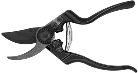 FELCO 8 Gartenschere Klinge F-Tech/Schwarze Griffe – Rechtshänder, elegant und ergonomisch, präzise Schneide, 25 mm Schnittdurchmesser, geschmiedete Griffe, Swiss Made