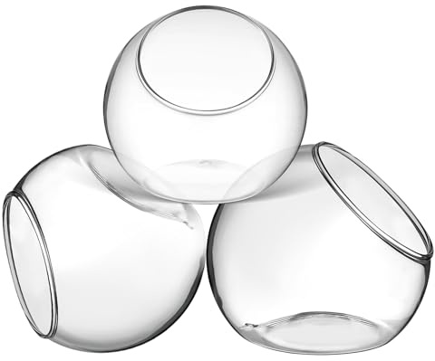 YARNOW 3 Piezas Peceras de Transparentes para Suculentas Jarrones Hidropónicos con Apertura Biselada Recipientes Decorativos para Escritorio y Jardín Macetas Redondas Versátiles para