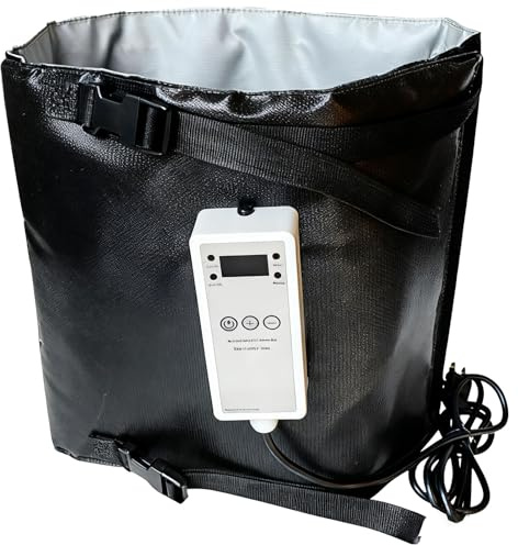 Tränkenheizung & Eisfreihalter Heizdecke | Automatischer Frostschutz mit Digital-Thermostat 0-80°C | Wasserdicht & Verbissfest für Pferdetränke, Viehtränke, IBC-Container & Eimer(10/8/35)