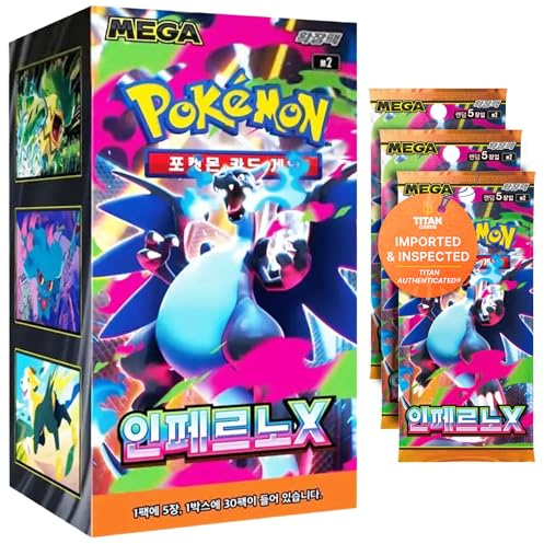 Pokemon TCG Mega Inferno X.M2 Korean Phantasmal Flames Booster Box | Koreanische Pokémon-Karten | Mega Evolution Serie | 30 Booster Packs (5 Karten pro Packung) | Titan authentifiziert