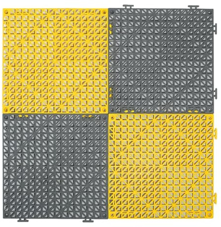 Dalle Sol Emboîtable Drainage Très Résistant Caillebotis Exterieur Grilé Plastique Antidérapant Douches Salle Sport(Yellow-grey,5 pieces)