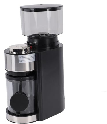 HELEVIA Macinacaffè elettrico, macinacaffè elettrico regolabile in acciaio inox con meccanismo conico, produce macinazione fine e uniforme per la casa (spina UE 220 V)