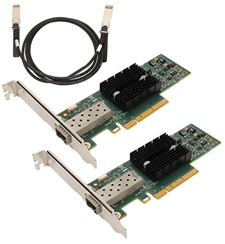 KIMISS Tarjeta de Red PCIe SFP+ de 10 GB: Adaptador de Puerto Dual para Servidores y PC, Velocidad Ethernet de 10 GB con Cable de Conversión de 3,28 Pies Incluido