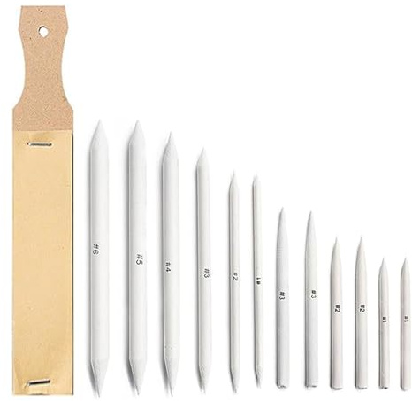 13/20 piece sketch drawing tool set includes both ends blending stamp tortillon and sharpener drawing tools