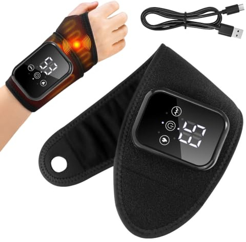 Muñeca inalámbrica, masajeador de muñeca HOVCEH para muñecas, calentador de muñeca, 3 modos de masaje y 3 niveles de temperatura, calentador de muñeca para una relajación relajante de la muñeca