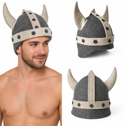 Viking Style Wool Sauna Hat with Hook, Thick Felt Sauna Hat for Men Women | Large Grey Steam Bath Cap, Heat Protection & Comfortable Sauna Sessions, Covers Ears and Forehead, For Sauna Spa Steam Room