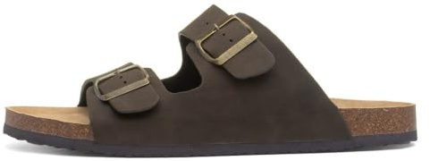Red Fish Mens Brown Double Buckle Mule Sandal