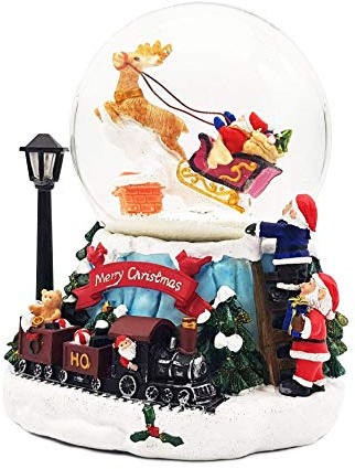 XL LED Schneekugel Weihnachten elektrischer Schneewirbel, viele Melodien und Farbwechsel Glitzerkugel