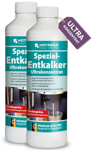 HOTREGA Spezial-Entkalker Ultrakonzentrat 2x 500ml | Amidosulfonsäure | Für Kaffeevollautomaten, Siebträger & Wasserkocher | Korrosionsschutz & Lebensmittelsicher | Hochwirksam gegen Ablagerung