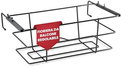Galvanoplastica - Fioriera da Balcone [56 x 23 cm, GANCI CORTI massimo 15,5 cm] Vasi da appendere esterno, Balconiera da Ringhiera, Portavasi da balcone Regolabile High Resistance Antracite