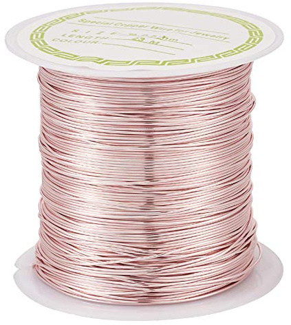 Pandahall Kupferdraht, 24 Gauge, anlaufgeschützt, für Schmuckherstellung, Perlenstickerei, Basteldraht für Schmuckherstellung, Roségold, 25 m