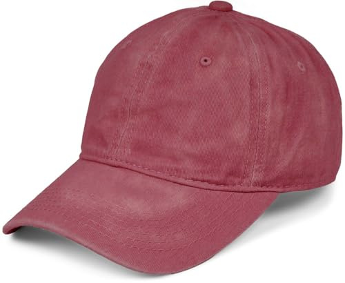 styleBREAKER Unisex baseballkeps vintage look justerbar 6-panel Cappy i tvättad look med böjd skärm bomull retro keps kvinnor och män, Vinröd, one size