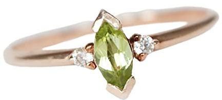 August Birthstone Ringe-Grüner Edelstein Ringe-Marquise Form Peridot, Cz Ringe-925 Sterling Silber Ringe für Frauen-18 Karat Rosévergoldete Ringe Muttertagsgeschenk