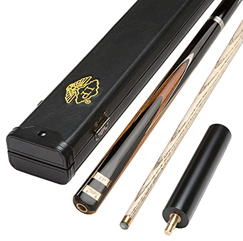 YRU 57 Snooker Billard Queue, 3/4 Joint 145cm Handgefertigte Esche Billard Queue Spitze 10mm Mit Queue Koffer Und Verlängerung 18 Unzen