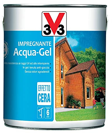 Impregnante per legno ad acqua V33 Expert - colore Mogano - 750 ml e 2,5 ml. (2,5 lt.)