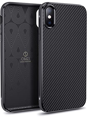 ONES Ultra Dünn Hülle für iPhone XS Max · Kohlefaser-Textur [Fingerabdruck Verhinderung] [Kamera- und Bildschirmschutz] [Stoßdämpfung] [rutschfest] · Leicht Handyhülle Schwarze