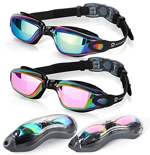 RIORIO Gafas de Natación para Adultos, Protección UV, Antivaho, juntas Silicona para la Piscina para Hombres, Mujeres