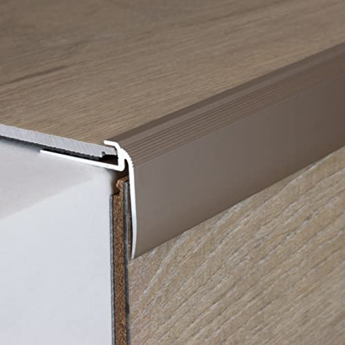 PROVISTON | Einschubprofil | Aluminium eloxiert | Bronze Hell | Breite 31 mm | Höhe 4.5 mm | Länge 2700 mm | Gebohrt | Abschlussprofil | Einfassprofil | Abschlussleiste | Bodenprofil | 1 Stück