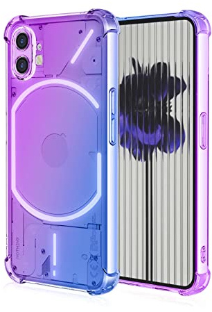 GOKEN Hülle für Nothing Phone (1), Schutzhülle TPU Silikon Handyhülle mit Farbverlauf Design, Transparent Stoßfest Bumper Case Soft Flex Cover, Lila/Blau
