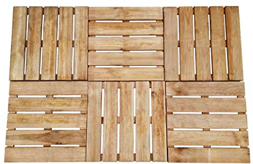 Tidyard 8er Set Terrassenfliesen Braun Holz 50 x 50 cm, Holz Fliese Balkonfliese aus impr?gniertes Kiefernholz, für Garten Terrasse oder Balkon
