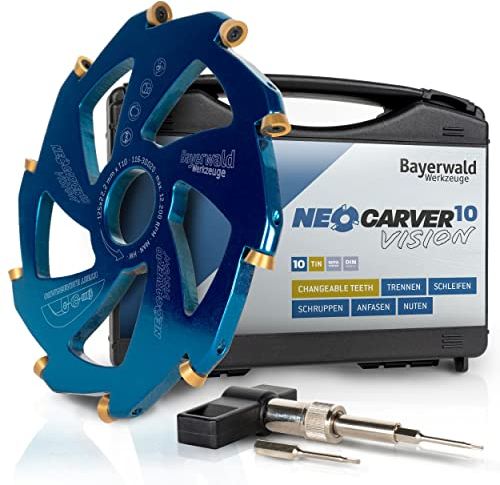 Bayerwald Werkzeuge NeoCarver 10 Vision - Hartmetall Frässcheibe für Holz - Holzschnitzfräser passend für Winkelschleifer - Ø 125mm x 22,2 mm / 10 Zähne