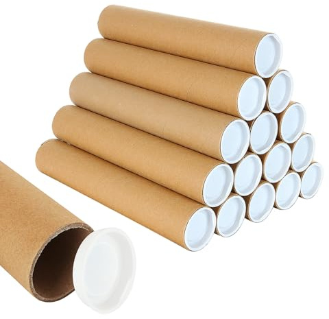 LANIAKEA 16PCS Kraft Poster Tubes 2 x 16 inch Mailing Tubes, Recyclable Shipping Tubes for Transporting, Storage
