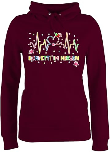 Shirtracer - Pullover Damen Hoodie Frauen - & Fasching - Konfetti im Herzen Herzschlag I Köln Karneval