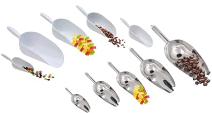 BALSAT Pala recogedora de hielo, café, gominolas, productos a granel. Inoxidable o Plástico. Varias medidas (250 gramos, Acero inoxidable)