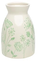 Vase FLORAL aus Steingut handgestempelt grün, Ø 12 x 18 cm