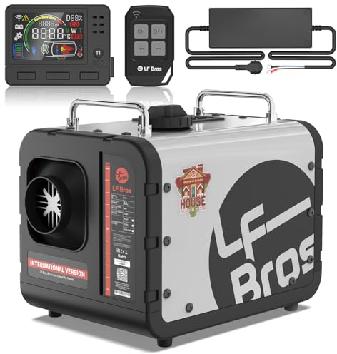 LF Bros 110V/12/24V 5KW Diesel Heater, All-in-One 5L Air Diesel Parking Space Heater with Stylish Design, Come with Remote Control and LCD Screen, Suitable for Home Shop Garage Camper