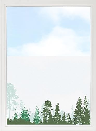 GRAZDesign Fensterfolie Blickdicht Sichtschutz, Sichtschutzfolie Fenster, Glastüren, Küche & Küchenfenster, Bad & Badfenster, Milchglasfolie Bedruckt Wald grün (Bäume Nr.1, 70x57cm)