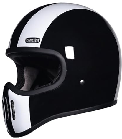 Vintage Vollhelm Integralhelm Motorradhelm mit DOT/ECE-Zugelassener Motorradhelm, Moto-Integralhelm Für Männer Und Frauen Scooter Retro Classic Crash Racing Touring Helm