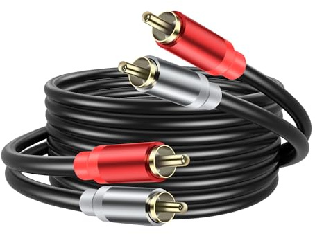 JSADZKJ 5FT 2 câbles d'extension RCA Câble audio stéréo 2RCA vers 2RCA Câble audio 2RCA mâle vers 2RCA mâle Adaptateur 2 RCA Cordon de rallonge pour HDTV Amplificateurs Systèmes Hi-Fi Enceintes