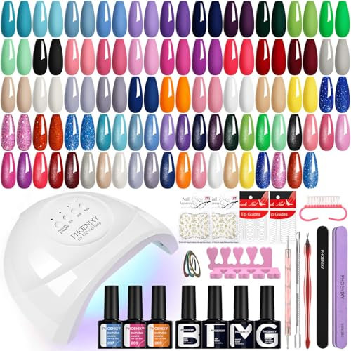 Phoenixy 36+4 Stk. U V Nagellack Set mit Lampe 48W Gel Nägel Set Gelnägel Starterset Geschenk Für Frauen