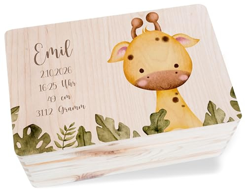 Shirtracer Erinnerungsbox Baby personalisiert Giraffe Geburtsdaten
